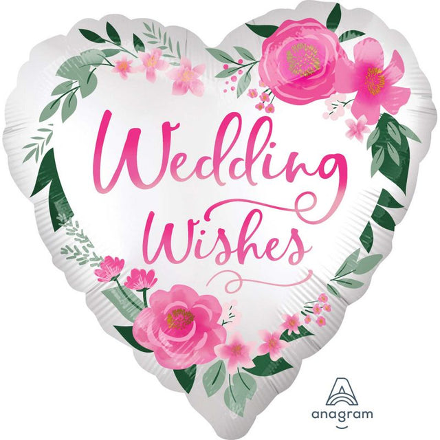 45cm heart-shaped satin foil balloon for weddings, featuring a self-sealing design and elegant shine for décor.
