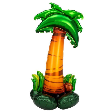 Vibrant 142cm foil balloon shaped like a palm tree, perfect for tropical parties and summer celebrations.