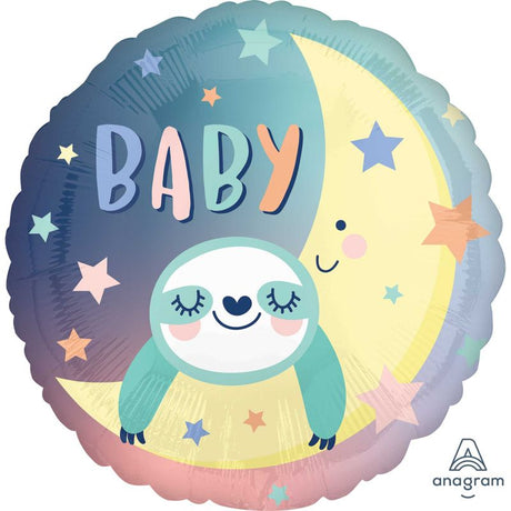 45cm Baby Sloth Foil Balloon, perfect for parties, baby showers, and whimsical celebrations, self-sealing for lasting fun.