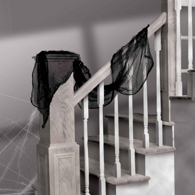 Black gauze cloth decoration, 60cm wide, perfect for spooky Halloween decor and creative crafts.