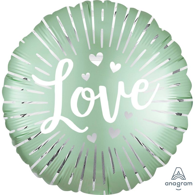 Stunning 45cm foil balloon with a vibrant satin finish and unique love burst design, perfect for elegant celebrations.