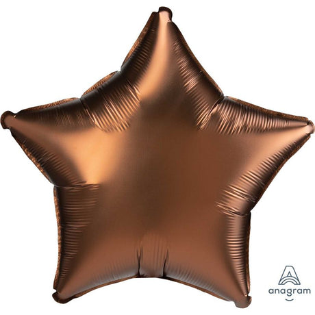 45cm Satin Luxe Cocoa Star Foil Balloon, perfect for elegant celebrations and versatile decor.