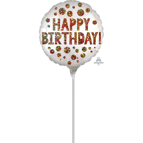 Vibrant 22cm satin-infused foil balloon with shimmering sequins, perfect for birthday celebrations and party décor.