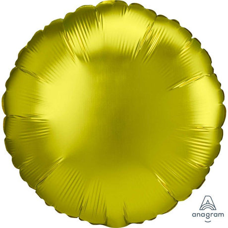 Vibrant 45cm satin luxe lemon circle foil balloon for cheerful celebrations and party decor.