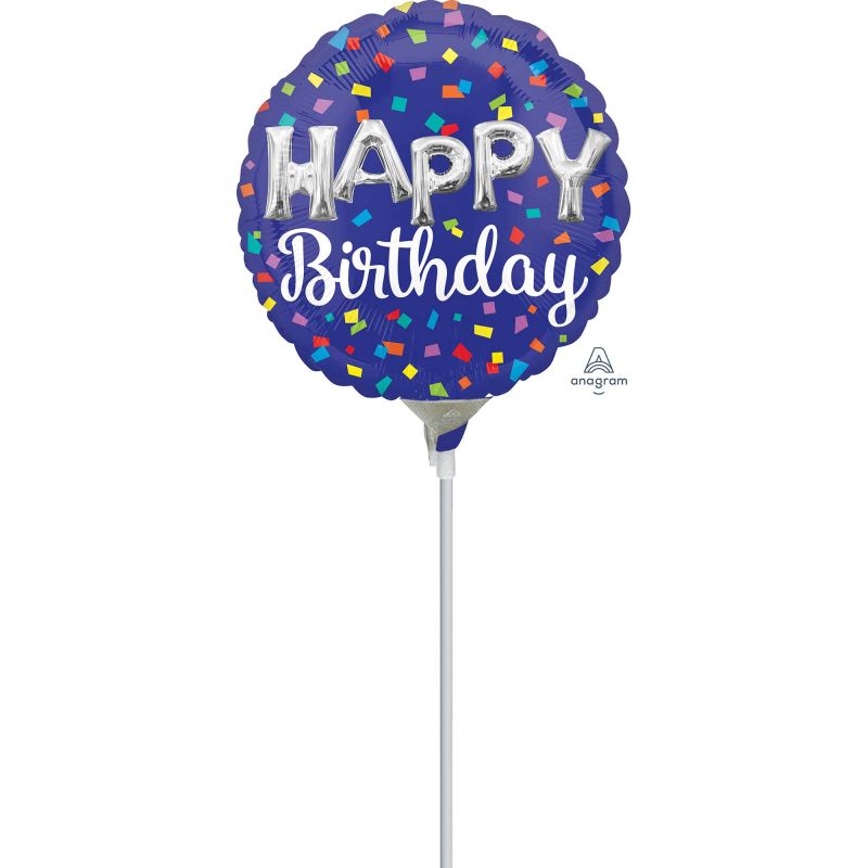 Vibrant 22cm foil balloons spelling 'HAPPY BIRTHDAY', perfect for festive indoor and outdoor birthday celebrations.