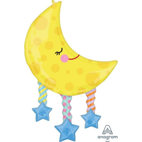 SuperShape XL Moon and Stars foil balloon, 96cm, perfect for themed parties and celebrations, self-sealing for convenience.