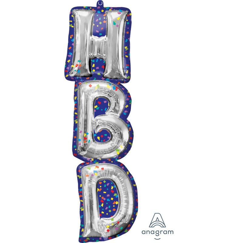 Large 96cm foil balloon spelling 'Happy Birthday', vibrant and durable for festive celebrations.