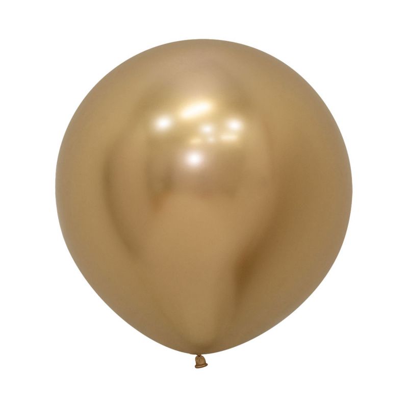 Golden 60cm Sempertex Metallic Reflex latex balloons in a 10-pack, perfect for elegant celebrations and decor.