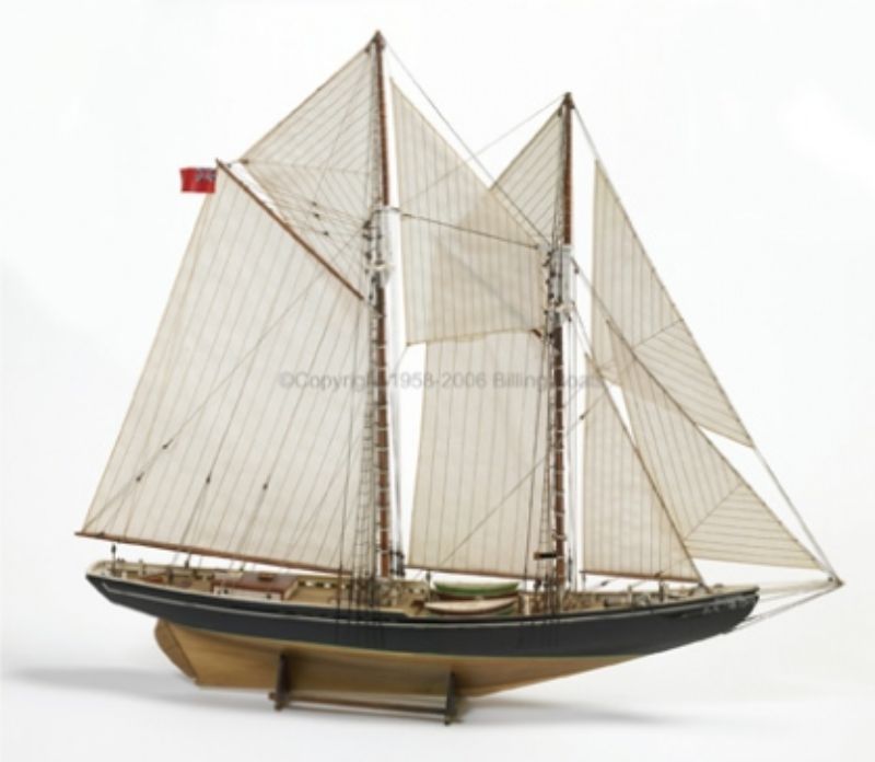 A detailed model ship kit of the iconic Bluenose schooner, perfect for advanced beginners in shipbuilding.