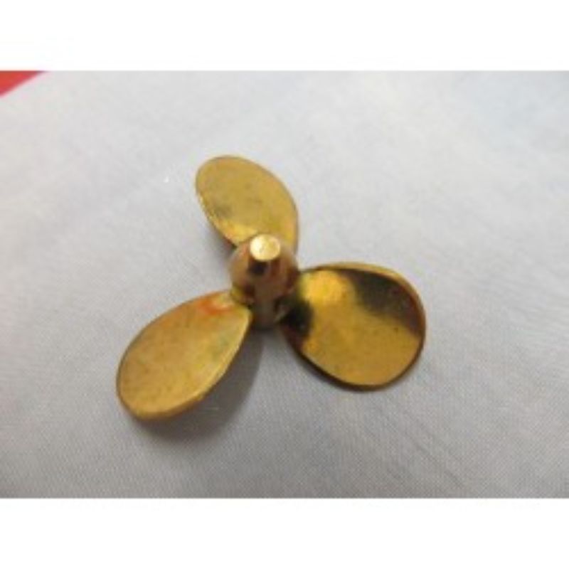 Brass 50mm left-hand propeller for model ships, durable and elegant, with precision M4 threading for perfect fit.