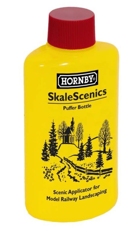 Hornby Skale Scenics Static Grass Puffer Bottle for easy, precise application of realistic static grass in model landscapes.