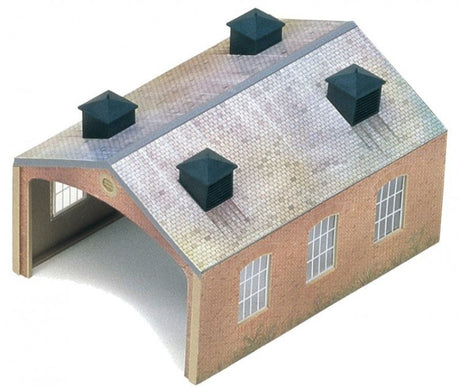 Hornby Engine Shed for model railways, customizable double-track storage with authentic design and high-quality materials.