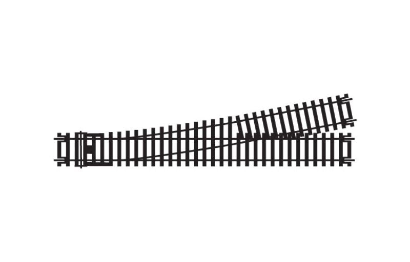 Hornby Left-Hand Express Point track accessory for smooth train transitions, 245mm long with 852mm radius, hand-operated.