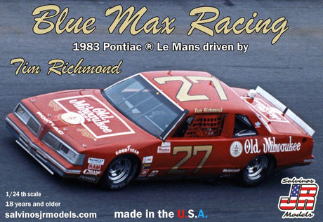 1/24 scale model kit of the '83 Pontiac LeMans, capturing Blue Max Racing's Tim Richmond's car with intricate details.