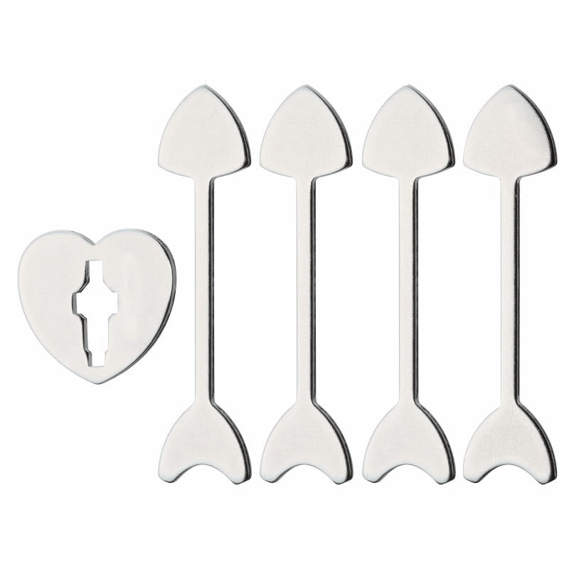 Huzzle Puzzle: Arrows features 4 intricate arrows piercing a heart, offering a medium difficulty brain teaser for ages 8 and up.