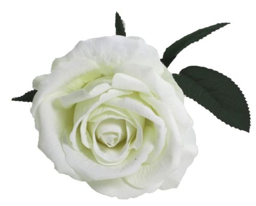Elegant 51cm white artificial velvet rose stem, perfect for decor, weddings, and year-round beauty.