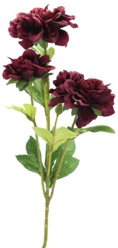 Artificial Single Dahlia Stem - 60cm (Burgundy)