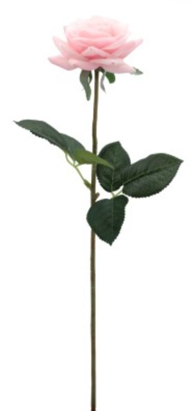 Light pink artificial rose, 43cm tall, lifelike design perfect for home decor or events with no maintenance required.