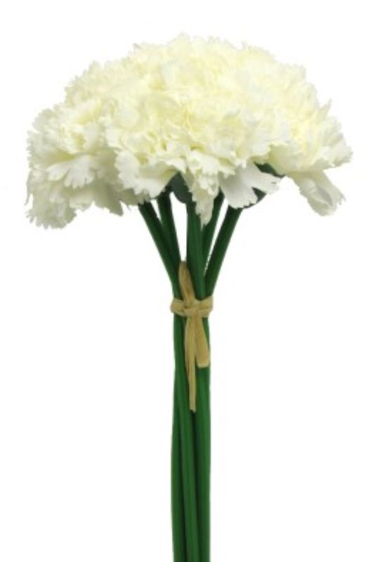 Artificial Carnation Bouquet - White (23cm)