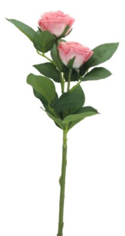 Two-headed dark pink artificial roses, 38cm tall, perfect for home decor and special events, offering everlasting beauty.