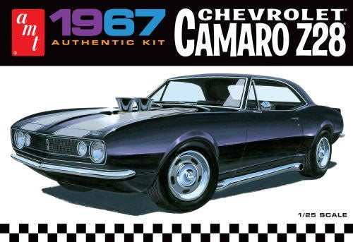 1/25 scale model kit of a '67 Chevy Camaro Z28 with over 110 parts for custom builds and realistic details.