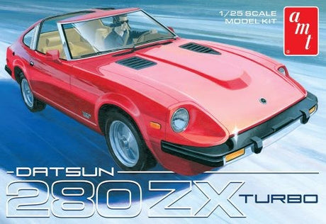 1/25 scale model kit of the 1981 Datsun 280 ZX Turbo with detailed engine, T-top roof, and customizable decals.