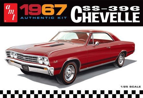 1/25 scale model kit of a 1967 Chevy Chevelle SS396 featuring 98 detailed parts, perfect for hobbyists and collectors.