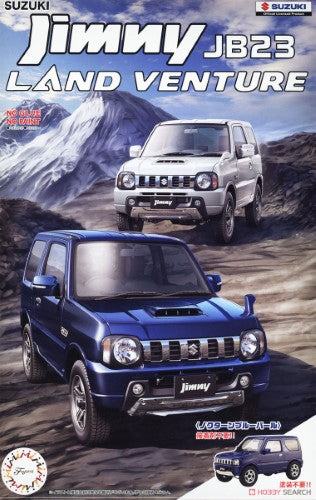 1/24 scale model kit of Suzuki Jimny JB23 in Nocturne Blue Pearl, perfect for easy assembly without gluing.