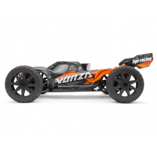 1/8 GP RTR Vorza Flux Truggy in vibrant design, showcasing speed, durability, and all-terrain capability for RC racing fun.
