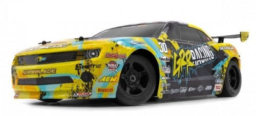 HPI Racing 1/10 EP RS 4WD E10 Camaro remote control car with 4WD, high-torque motor, and customizable drift settings.