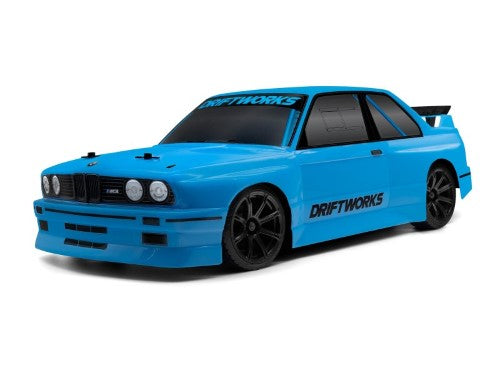 Radio control body for BMW E30, designed for 200mm chassis, perfect for drifting enthusiasts with vivid colors and easy installation.