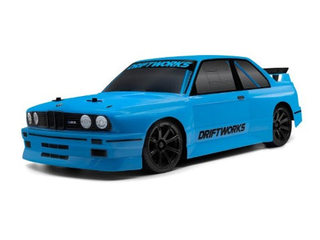 Radio control body for BMW E30, designed for 200mm chassis, perfect for drifting enthusiasts with vivid colors and easy installation.