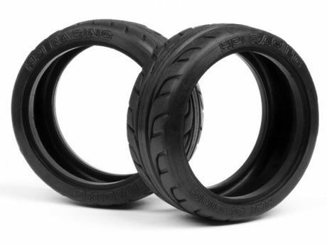 Pack of 2 T-Grip 26mm rubber tires for 1/10 RC cars, offering superior grip and durability on various surfaces.