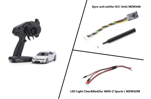 Radio Control MA-020 R33 GT-R RC car with vibrant LEDs, gyro stabilization, and adjustable gearing for superior racing performance.