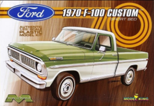 Detailed 1/25 scale model kit of the classic 1970 Ford F-100 pickup for custom builds and display.