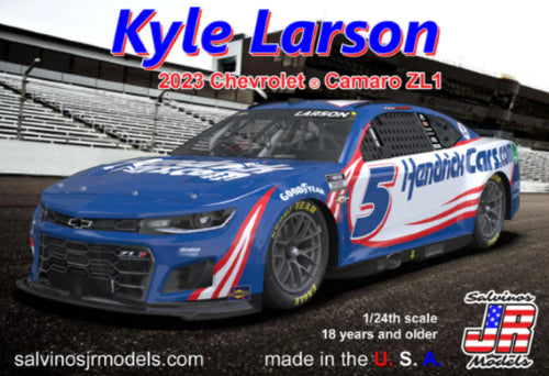 1/24 K. Larson Chev Camaro '23 model kit showcasing iconic livery, perfect for collectors and racing fans.