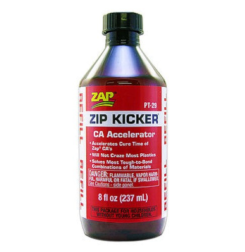 Kicker RF Hobby Glue in 237ml, enhances CA glue bonding speed, ideal for crafting and DIY projects.