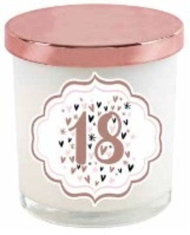 CANDLE - 18TH PASTEL HEART ROSE GOLD LID
