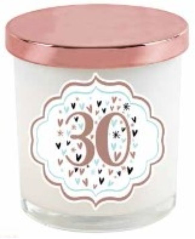 CANDLE - 30TH PASTEL HEART ROSE GOLD LID