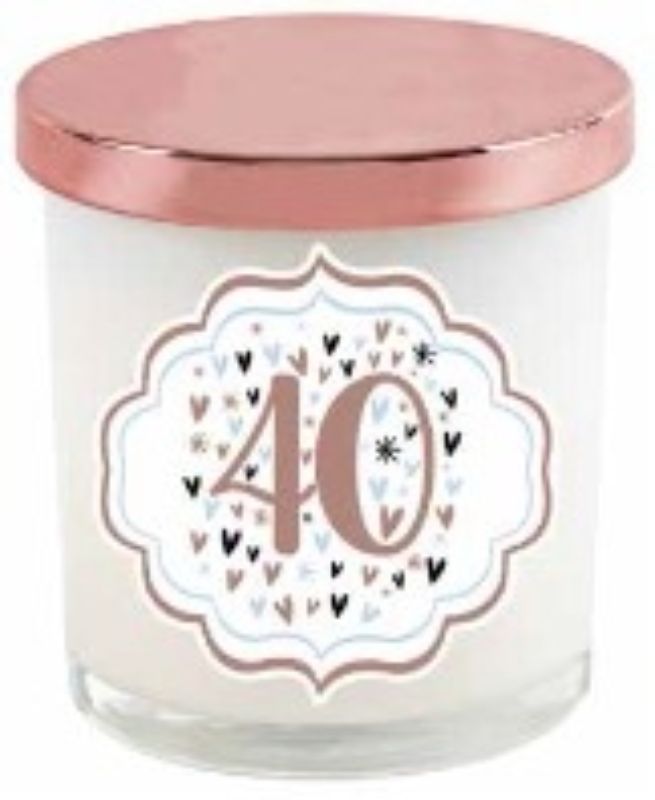 CANDLE - 40TH PASTEL HEART ROSE GOLD LID