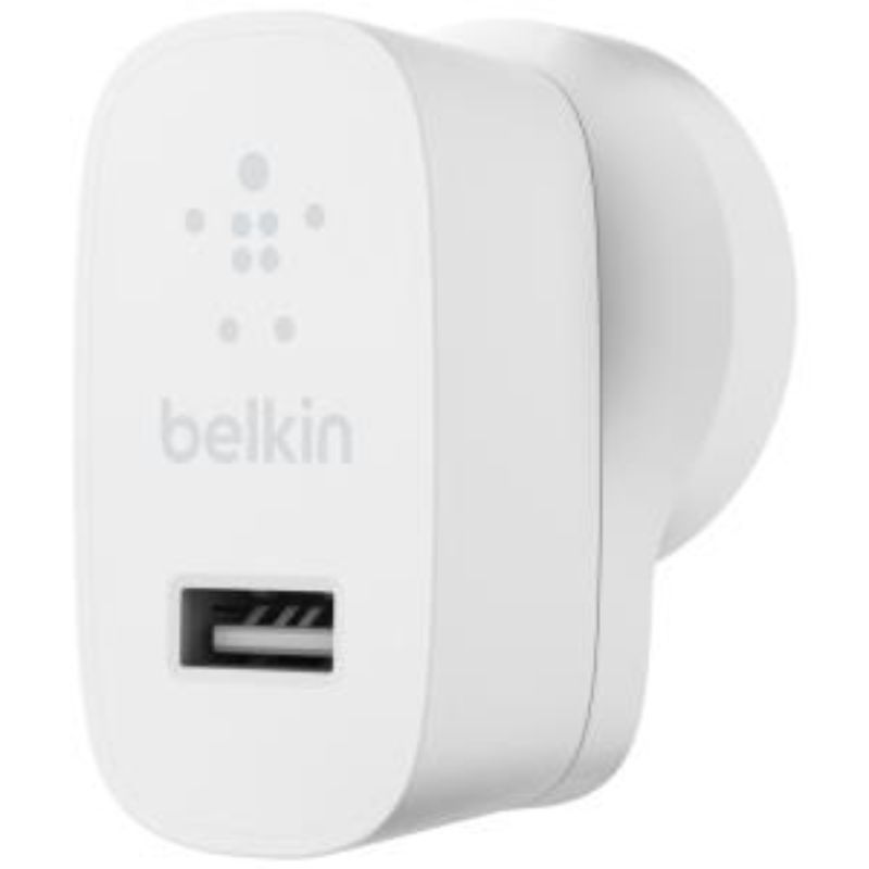 Belkin BOOST CHARGE 12W USB-A Wall Charger, compact design for fast and efficient device charging anywhere.