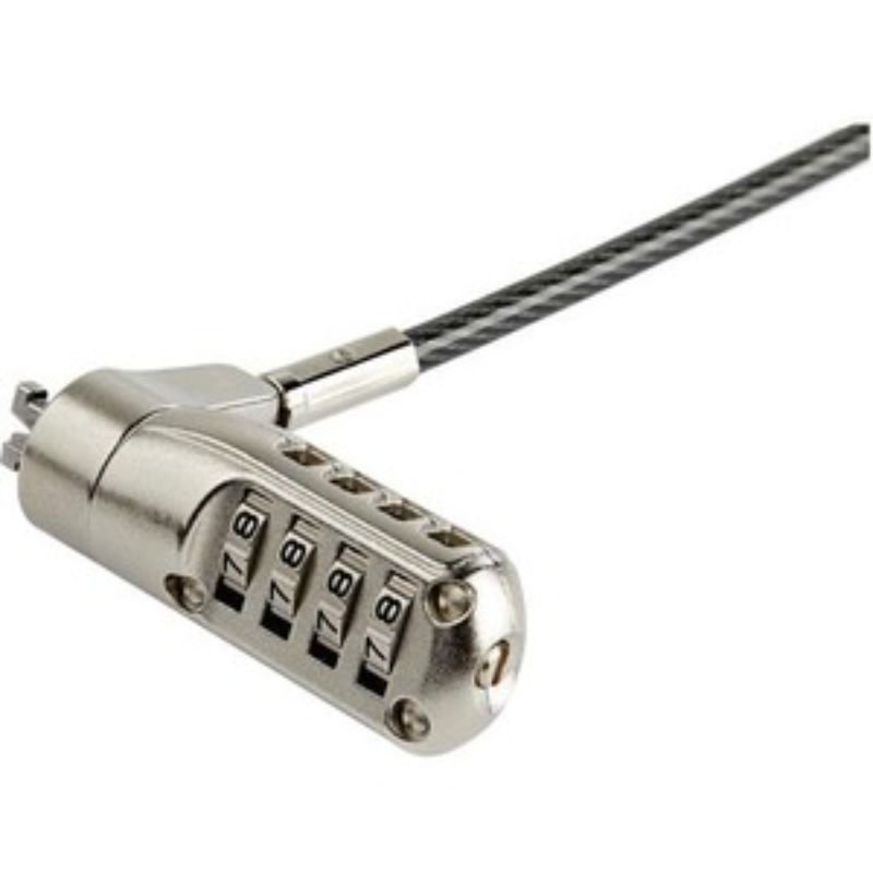 Startech 6ft laptop cable lock with 4-digit combination for anti-theft security and Nano Slot compatibility.