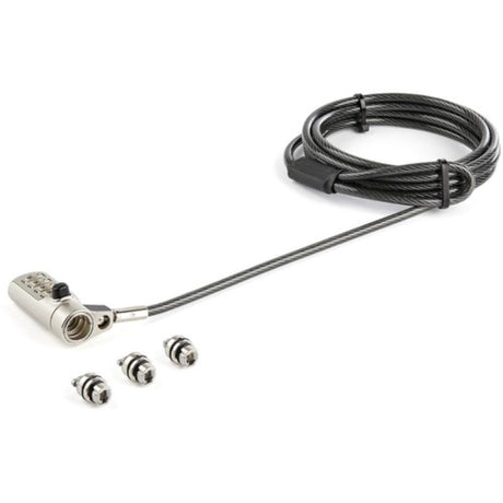 Startech 6.5' laptop cable lock with 4-digit combination, swivel hinge, and zinc-alloy head for enhanced security.