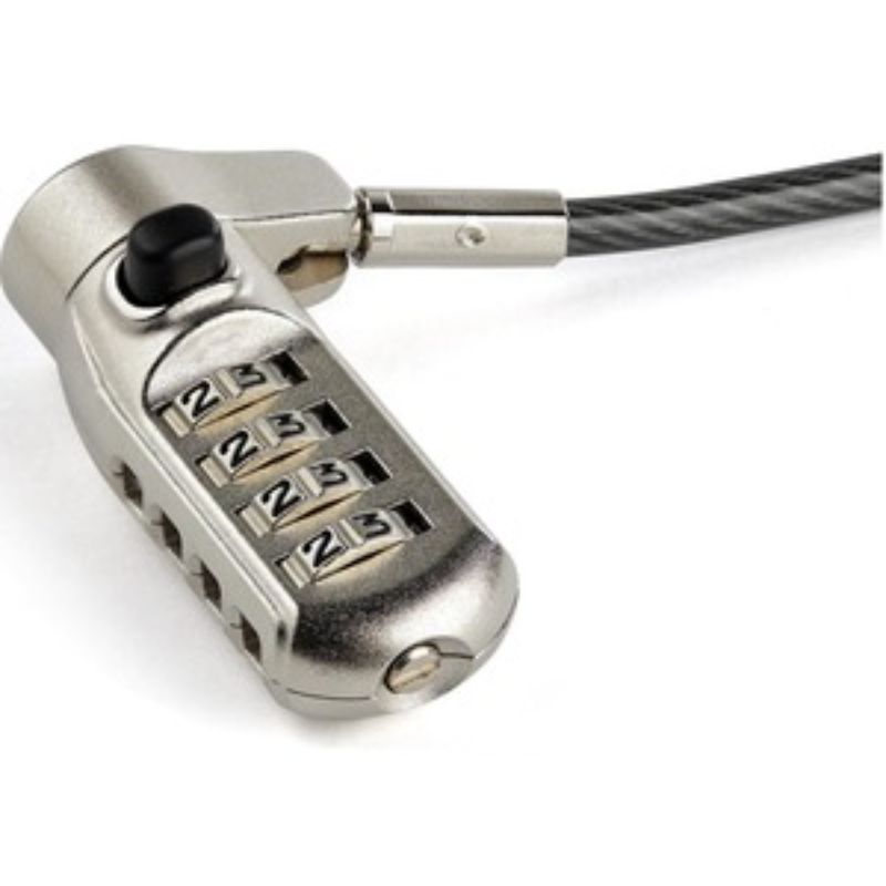 Startech 6.5' laptop cable lock with 4-digit combination, designed for versatile anti-theft security on mobile devices.