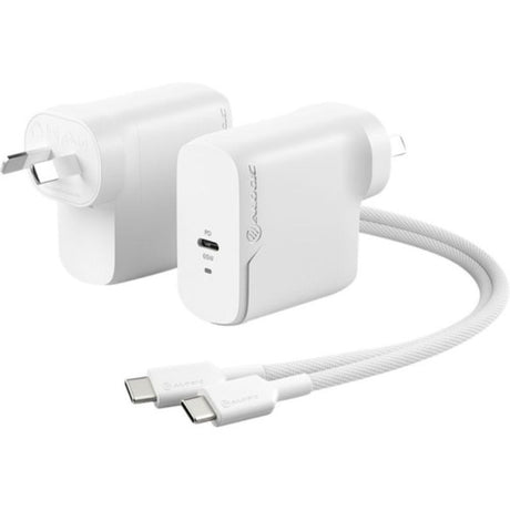 Alogic 65W GaN Charger, compact USB-C PD charger for fast charging laptops, tablets, and phones on the go.