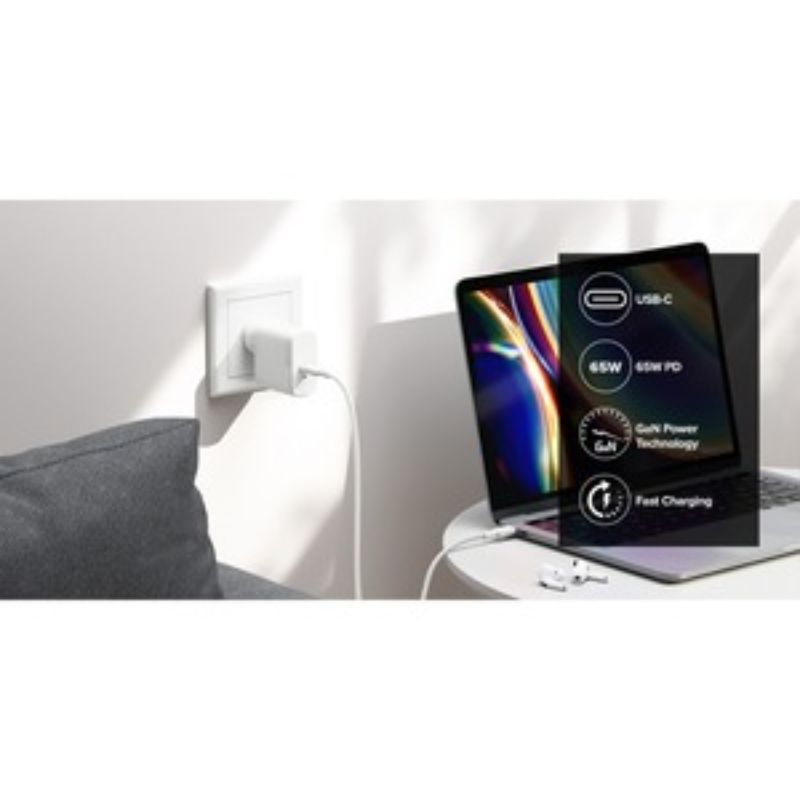 Alogic 65W GaN Charger, compact USB-C power delivery device for fast charging laptops, tablets, and phones on the go.