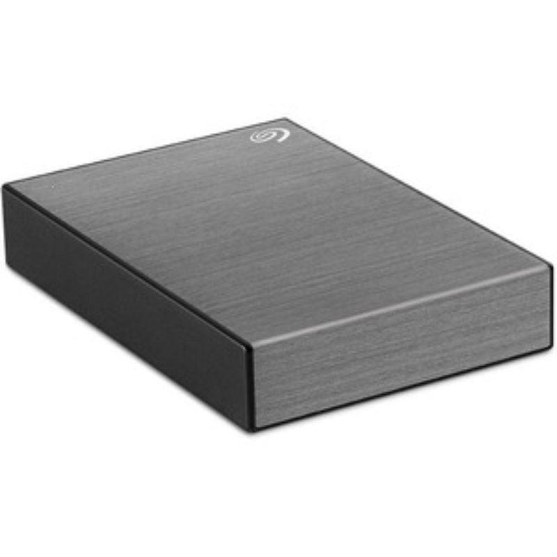 Seagate One Touch 1TB Portable Hard Drive in Space Gray, sleek design for easy storage and fast USB 3.0 connectivity.
