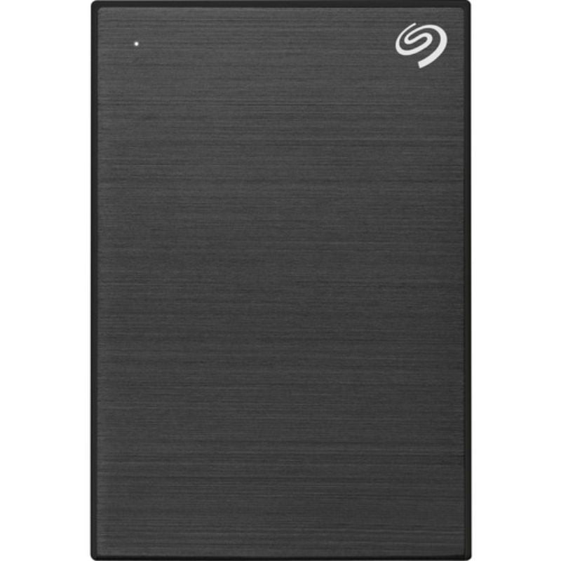 Seagate One Touch 2TB portable hard drive in black for seamless USB 3.0 storage on Windows and Mac devices.