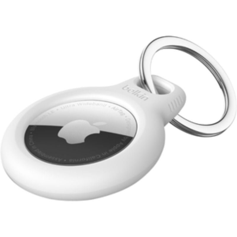 Belkin AirTag Secure Holder with Key Ring - Stylish Protection & Keychain Accessory - White