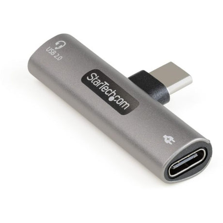 StarTech USB-C Adapter with 60W PD, audio out, and data transfer, ideal for charging and listening simultaneously.